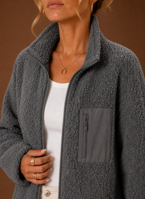Women's Sherpa Zip-Up Jacket | Natalia in Pink - Juana Fashion