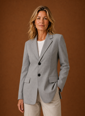 Women's Long Tailored Office Blazer | Daniela in Off-White - Juana Fashion