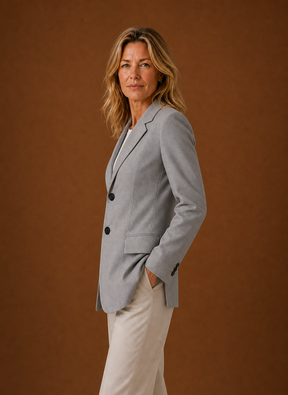Women's Long Tailored Office Blazer | Daniela in Gray - Juana Fashion