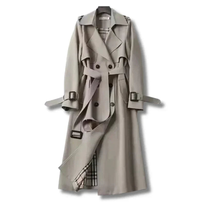Women's Classic Belted Trench Coat | Amira in Khaki - Juana Fashion