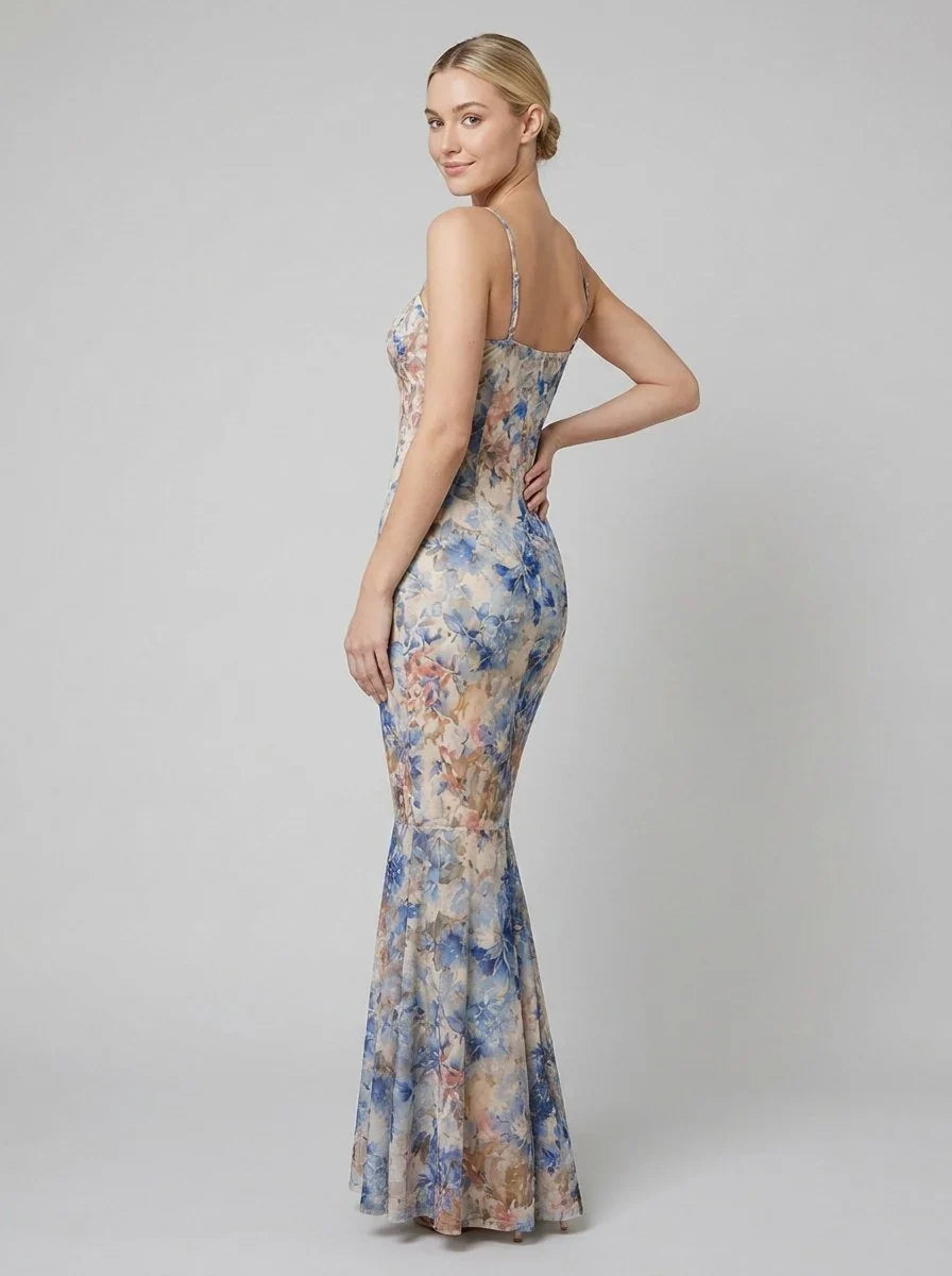 Women's Floral Mermaid Maxi Wedding Guest Dress | Helena