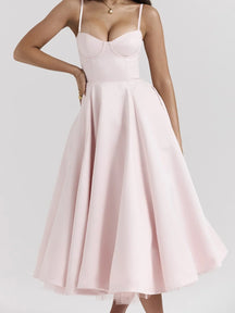 Women's Sweetheart A-Line Midi Cocktail Dress | Helena in Pink