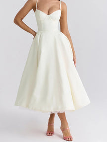 Women's Sweetheart A-Line Midi Cocktail Dress | Helena in White