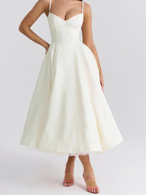 Women's Sweetheart A-Line Midi Cocktail Dress | Helena in White