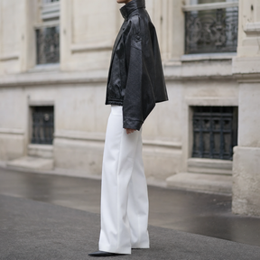 Women's Cropped Faux Leather Bomber Jacket | Kingsley in Black - Juana Fashion