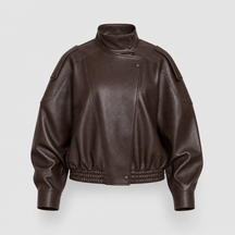 Women's Cropped Faux Leather Bomber Jacket | Kingsley in Black - Juana Fashion