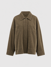 Women's Corduroy Shirt Jacket | Farrow in Khaki - Juana Fashion