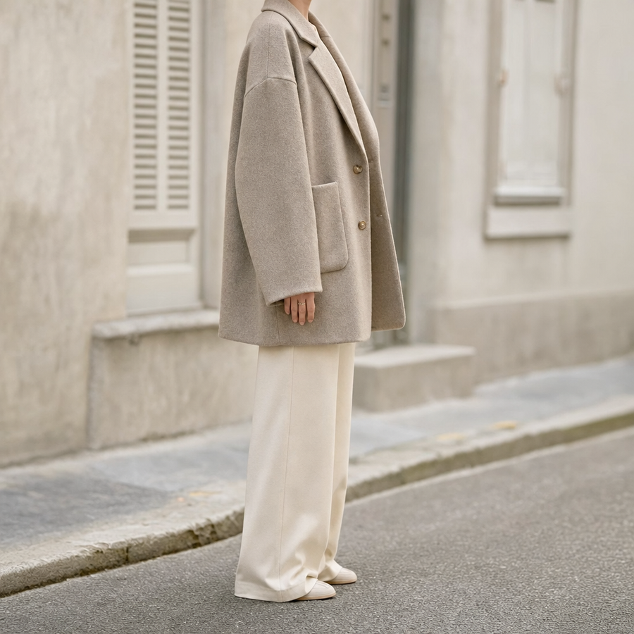 Women's Oversized Wool-Blend Shirt Jacket | Pemberton in Cream - Juana Fashion