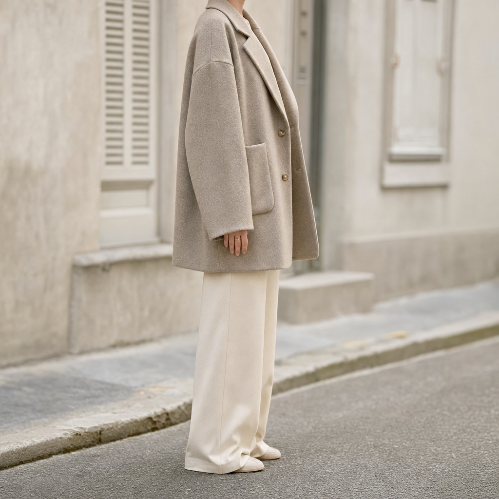Women's Oversized Wool-Blend Shirt Jacket | Pemberton in Cream - Juana Fashion