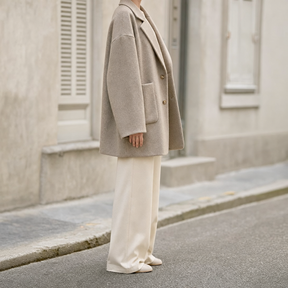 Women's Oversized Wool-Blend Shirt Jacket | Pemberton in Cream - Juana Fashion
