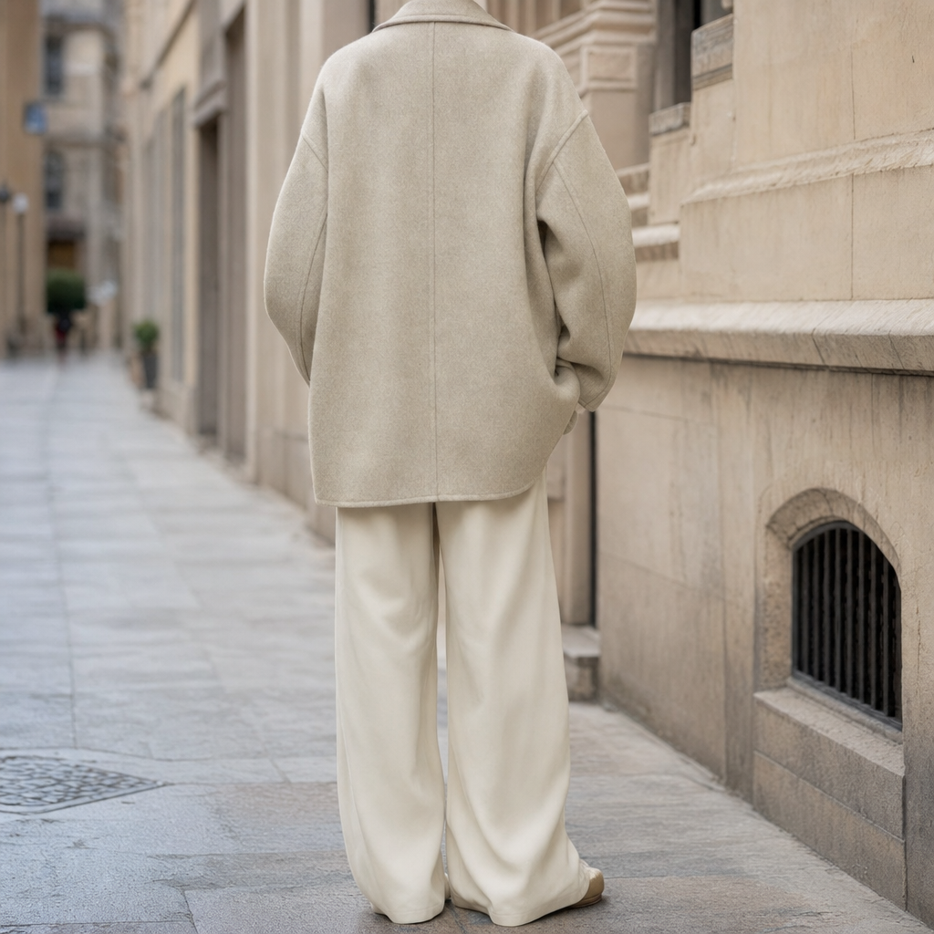 Women's Oversized Wool-Blend Shirt Jacket | Pemberton in Cream - Juana Fashion