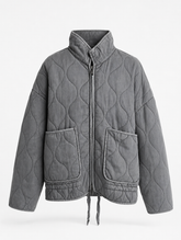 Women's Quilted Jacket with Large Pockets | Aldridge in Gray - Juana Fashion