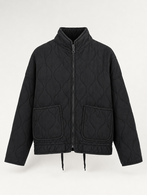 Women's Quilted Jacket with Large Pockets | Aldridge in Black - Juana Fashion