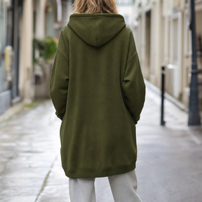 Women's Oversized Zip-Up Hoodie | Rowley in Olive Green - Juana Fashion