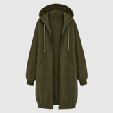 Women's Oversized Zip-Up Hoodie | Rowley in Olive Green - Juana Fashion