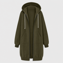 Women's Oversized Zip-Up Hoodie | Rowley in Olive Green - Juana Fashion