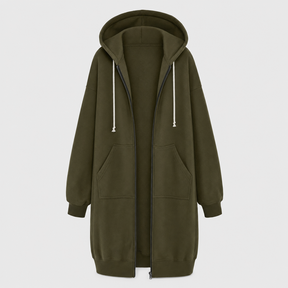 Women's Oversized Zip-Up Hoodie | Rowley in Olive Green - Juana Fashion