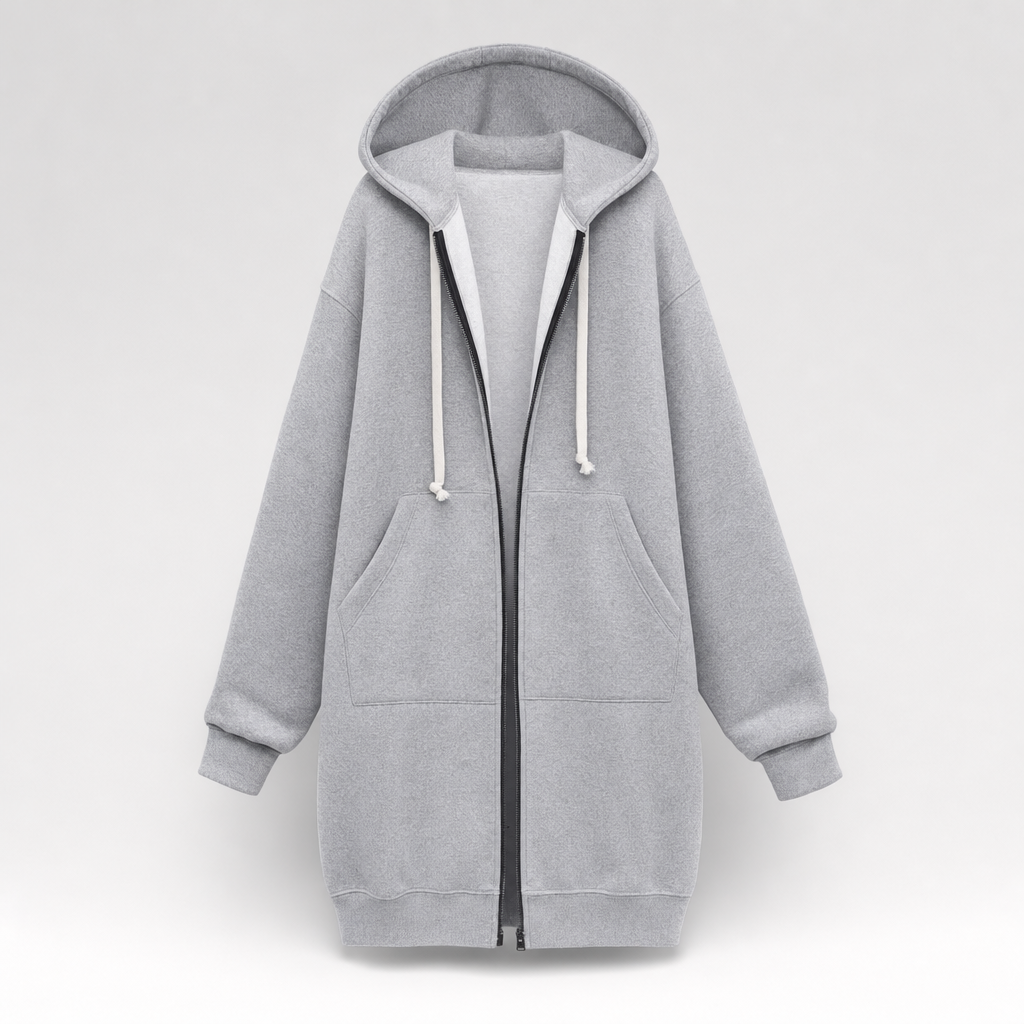 Women's Oversized Zip-Up Hoodie | Rowley in Heather Gray - Juana Fashion