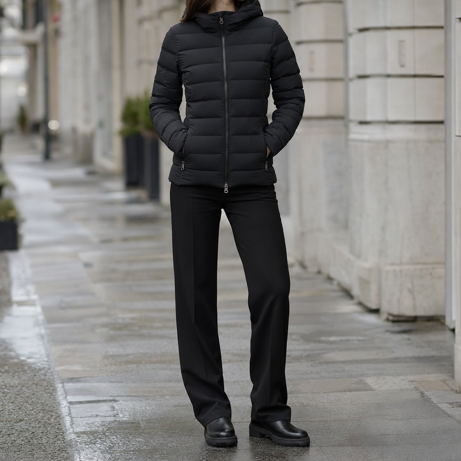 Women's Hooded Down Jacket | Everett in Black - Juana Fashion