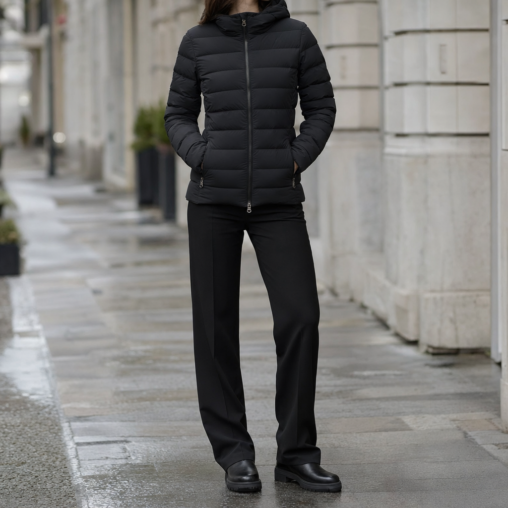 Women's Hooded Down Jacket | Everett in Black - Juana Fashion