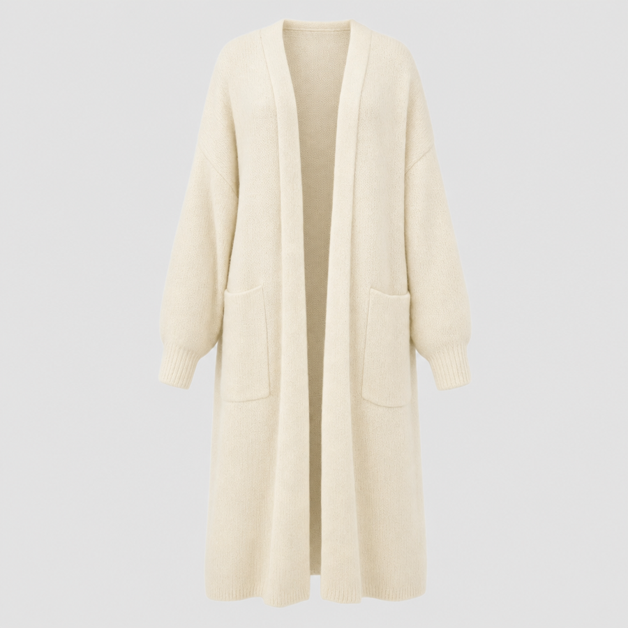Women's Long Coatigan | Kelmscott in Cream - Juana Fashion