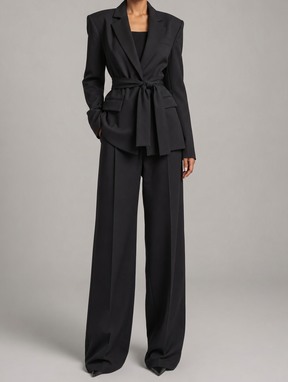 Women's Oversized Belted Blazer | Rothwell in Black - Juana Fashion