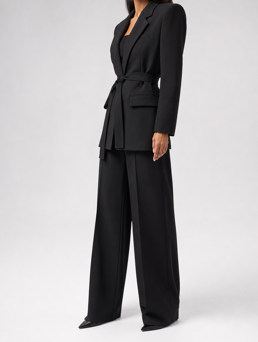 Women's Oversized Belted Blazer | Rothwell in Black - Juana Fashion