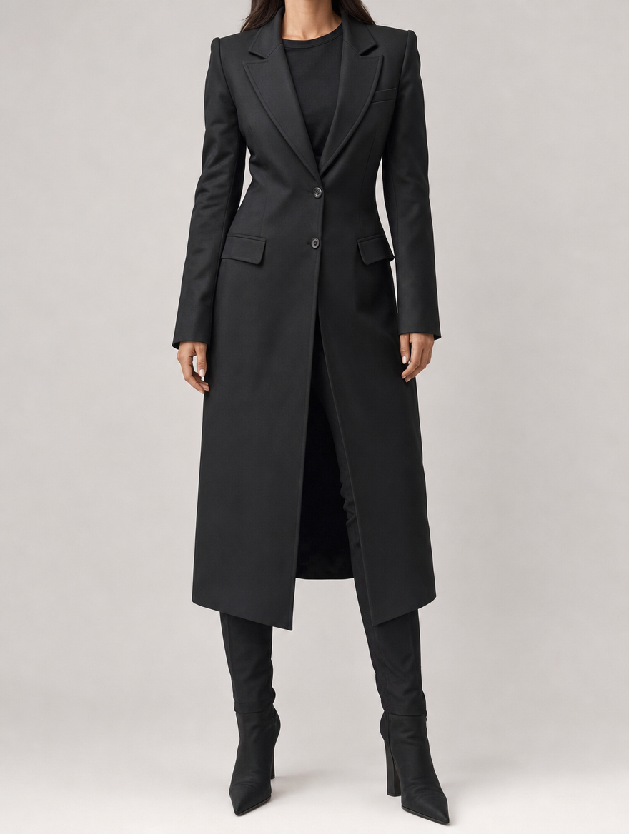Women's Long Blazer Coat | Standon in Black - Juana Fashion