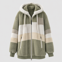 Women's Hooded Plush Jacket | Tarnbrook in Blue Stripe - Juana Fashion