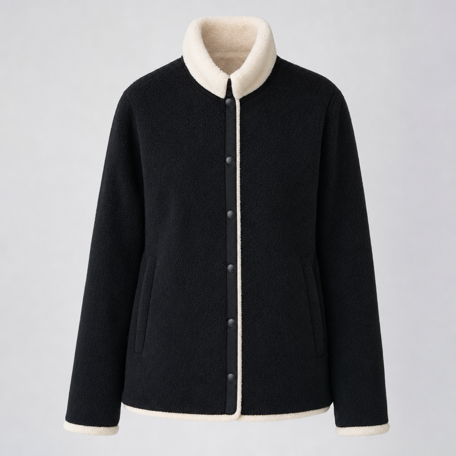Women's Reversible Coat with Fleece | Ulcombe in Black - Juana Fashion