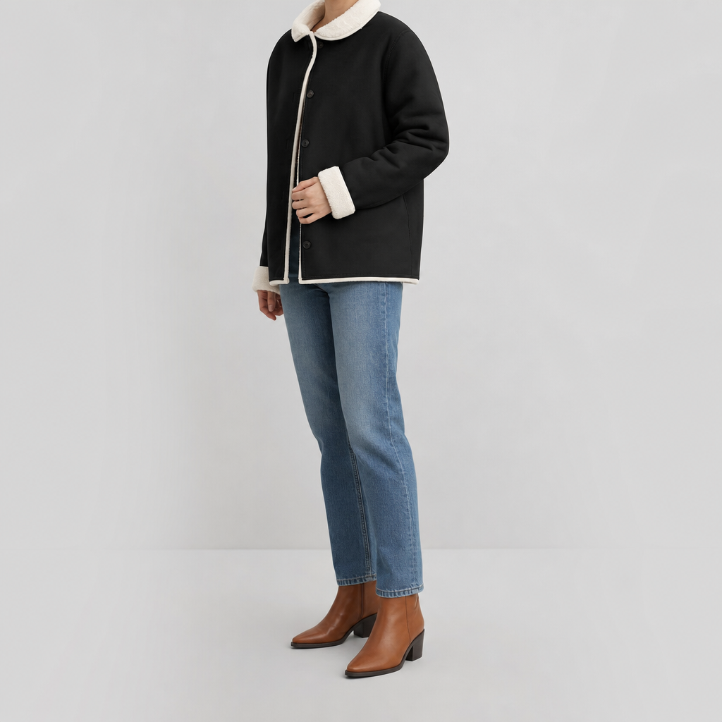 Women's Reversible Coat with Fleece | Ulcombe in Black - Juana Fashion