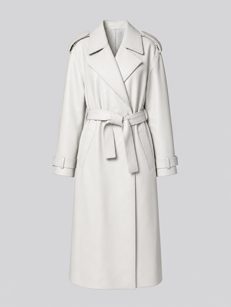 Women's Faux Leather Maxi Coat | Wardley in White - Juana Fashion