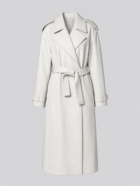 Women's Faux Leather Maxi Coat | Wardley in White - Juana Fashion