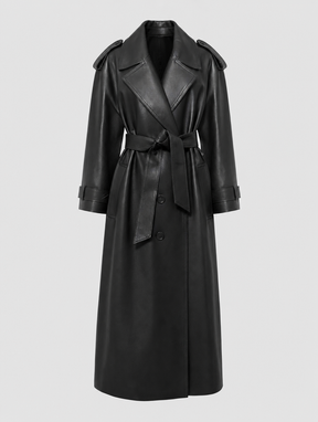 Women's Faux Leather Maxi Coat | Wardley in Black - Juana Fashion