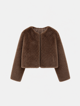 Women's Cropped Faux Fur Jacket | Yealand in Brown - Juana Fashion