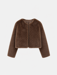 Women's Cropped Faux Fur Jacket | Yealand in Brown - Juana Fashion
