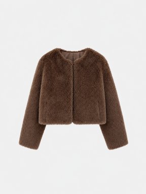 Women's Cropped Faux Fur Jacket | Yealand in Brown - Juana Fashion