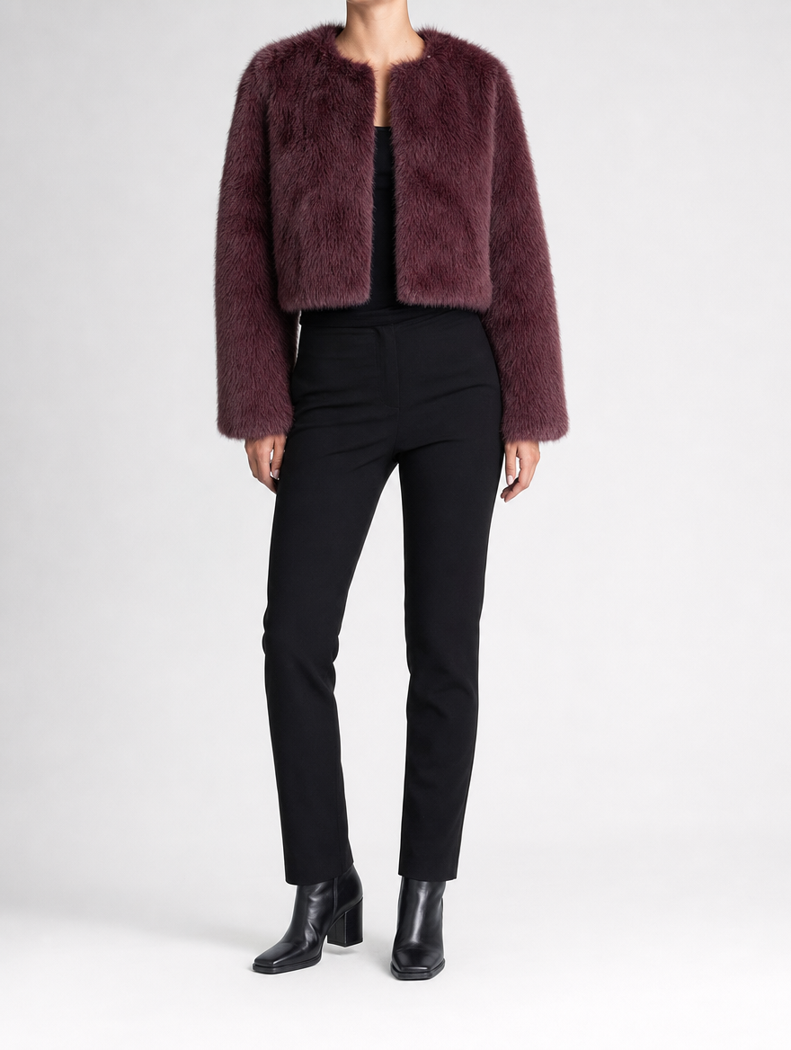 Women's Cropped Faux Fur Jacket | Yealand in Brown - Juana Fashion