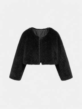 Women's Cropped Faux Fur Jacket | Yealand in Brown - Juana Fashion