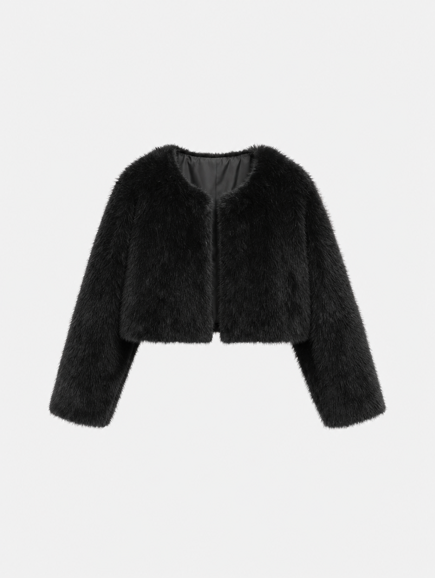 Women's Cropped Faux Fur Jacket | Yealand in Brown - Juana Fashion