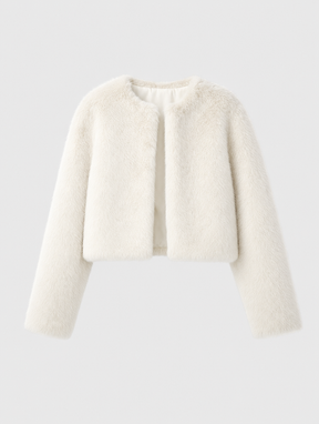 Women's Cropped Faux Fur Jacket | Yealand in Black - Juana Fashion