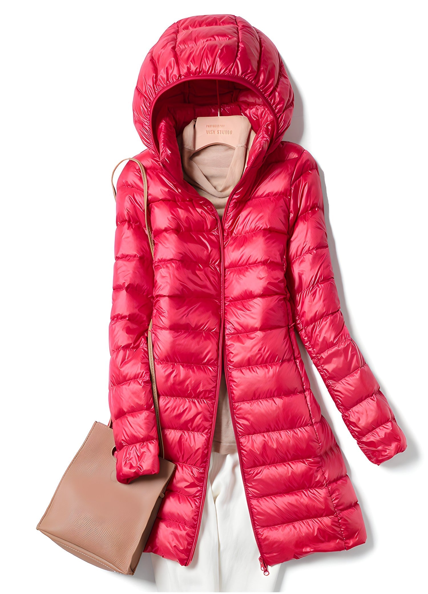 Women's Hooded Longline Puffer Coat — View 8