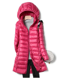 Women's Hooded Longline Puffer Coat — View 9
