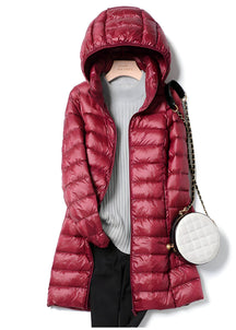 Women's Hooded Longline Puffer Coat — View 10