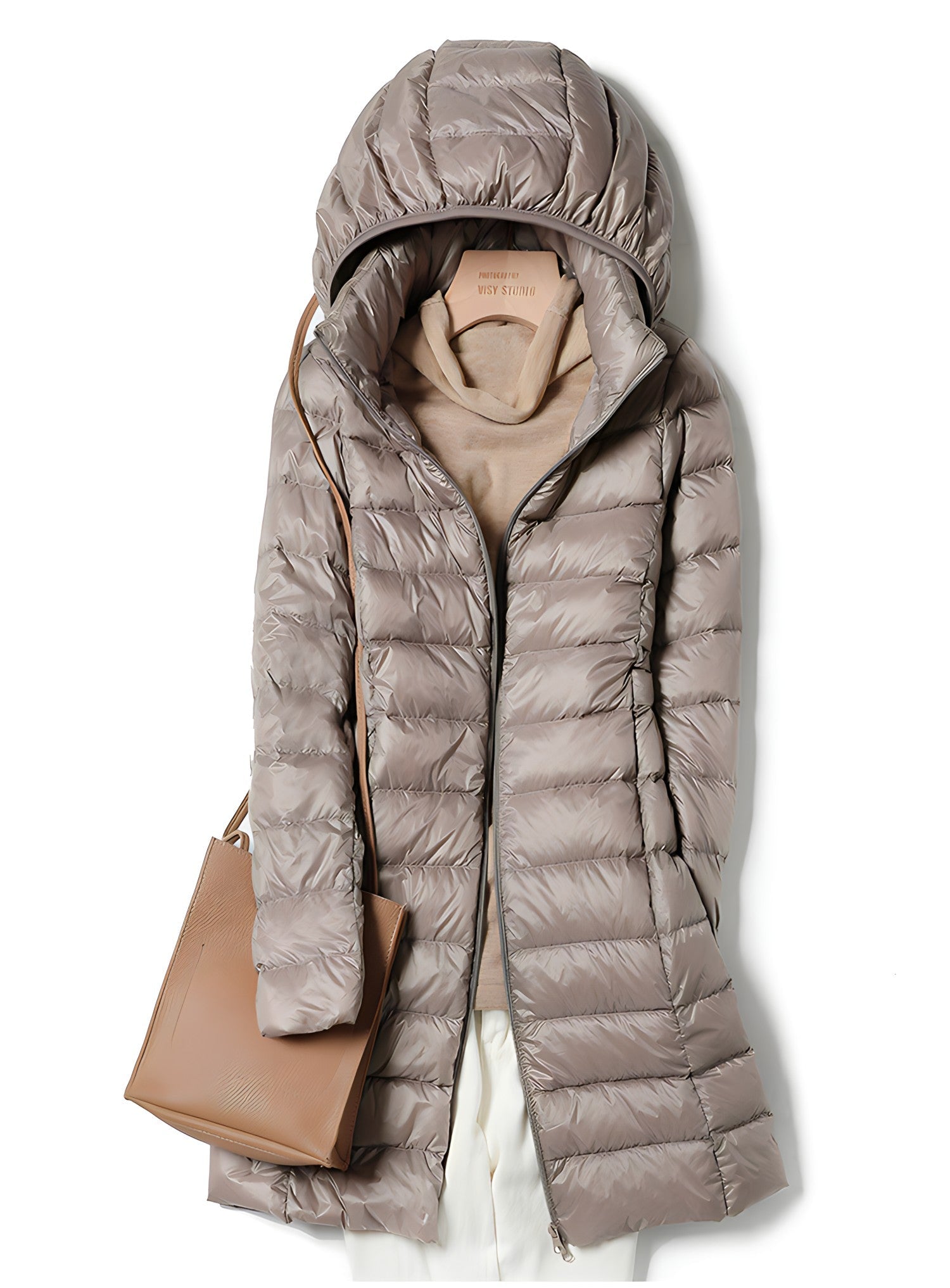 Women's Hooded Longline Puffer Coat — View 7
