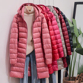 Women's Hooded Longline Puffer Coat — View 1