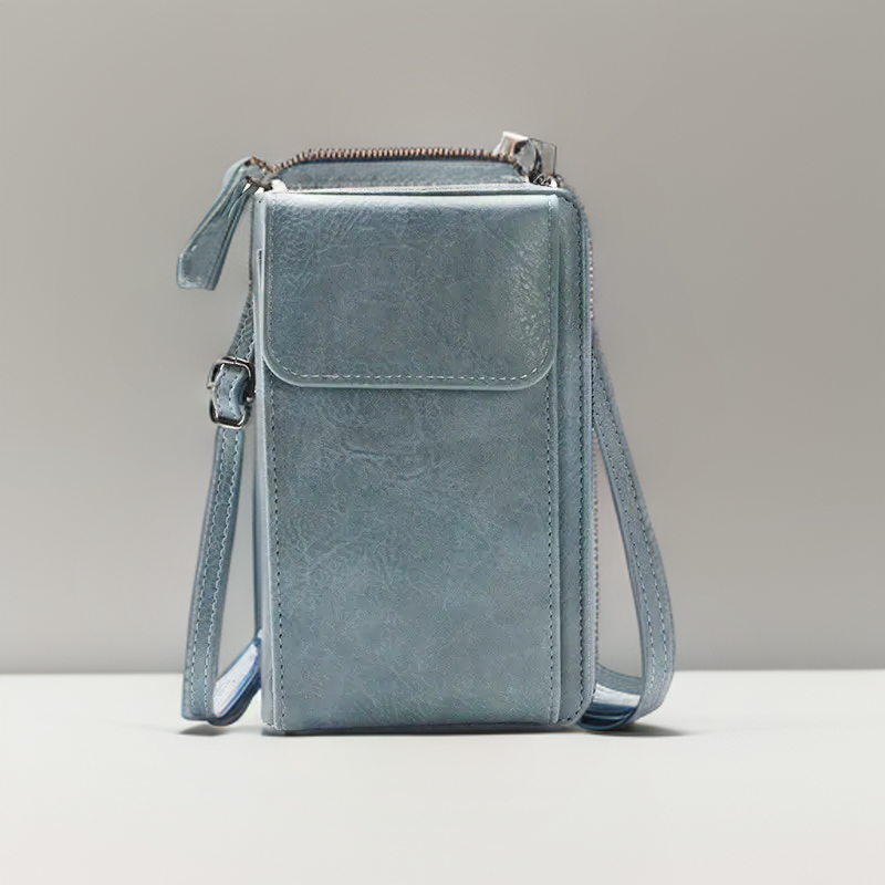 Women's Slim Zip Phone Crossbody Bag in Blue by Juana Fashion