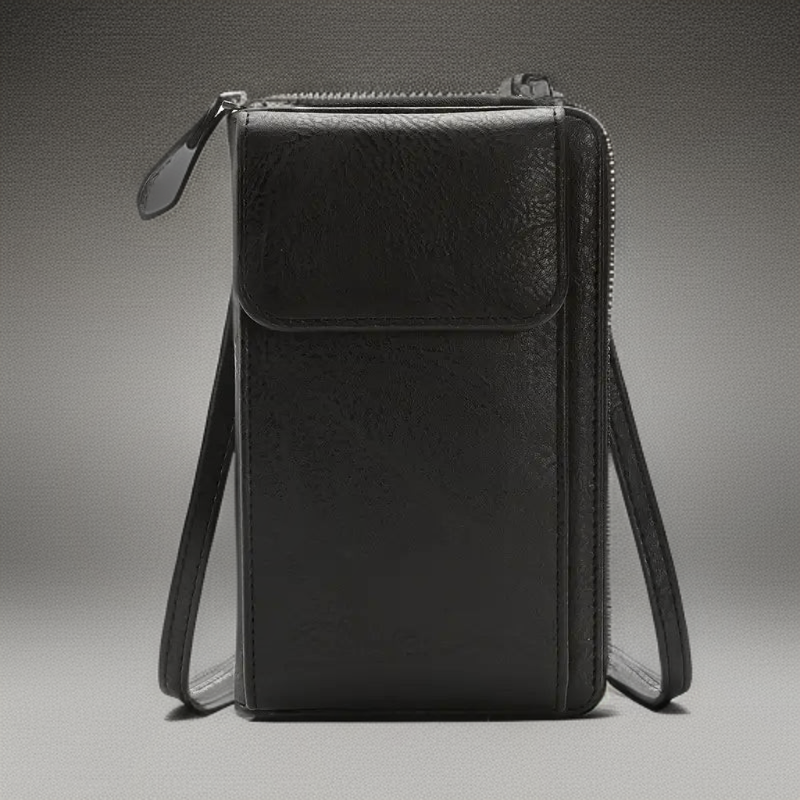 Women's Slim Zip Phone Crossbody Bag in Black by Juana Fashion