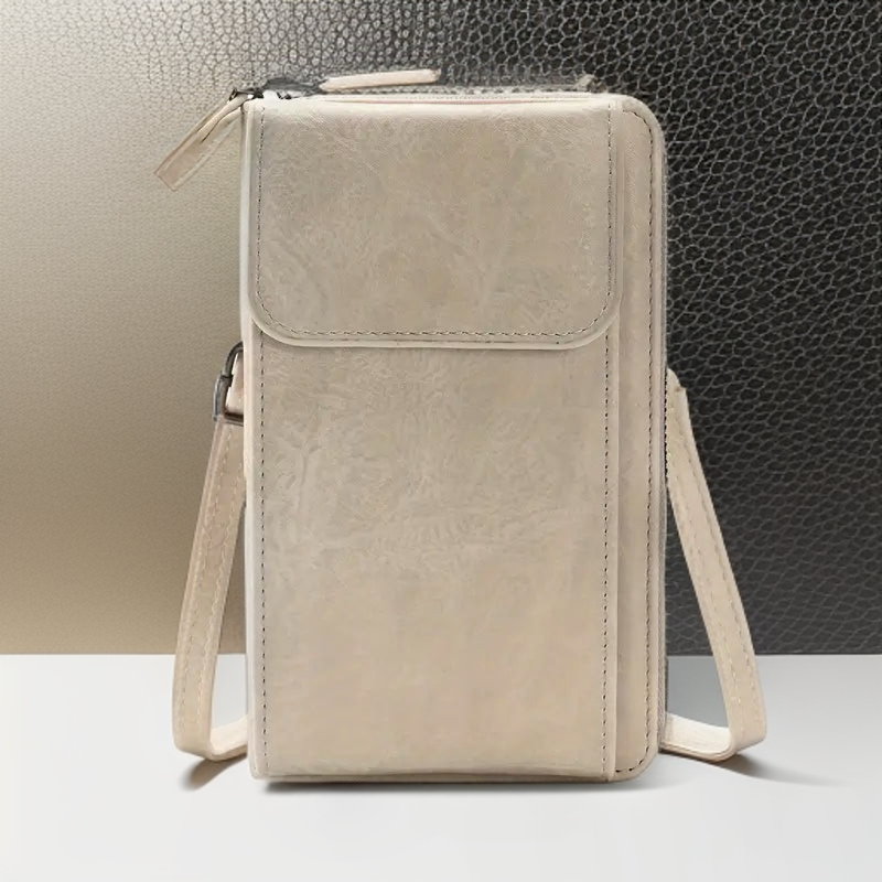 Women's Slim Zip Phone Crossbody Bag in Beige by Juana Fashion