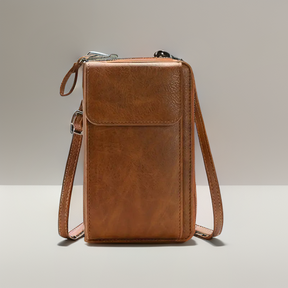 Women's Slim Zip Phone Crossbody Bag in Brown by Juana Fashion